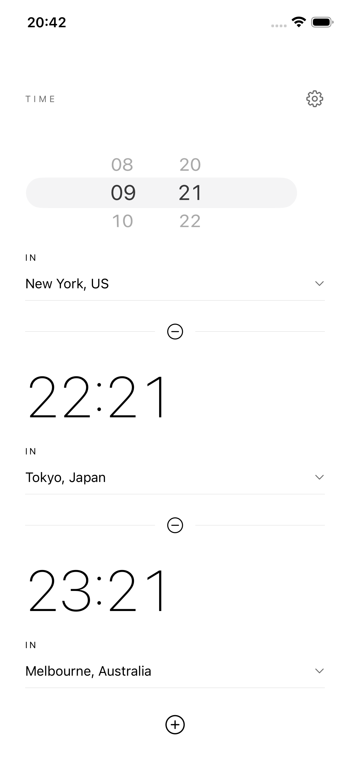 ZoneClock converting time from New York to Tokyo and Melbourne
